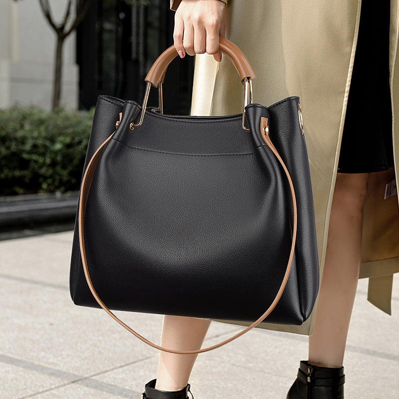 Bucket Bag Simple Large Capacity Bag Women All Matching Graceful High Sense Handbag Daily Office Bag
