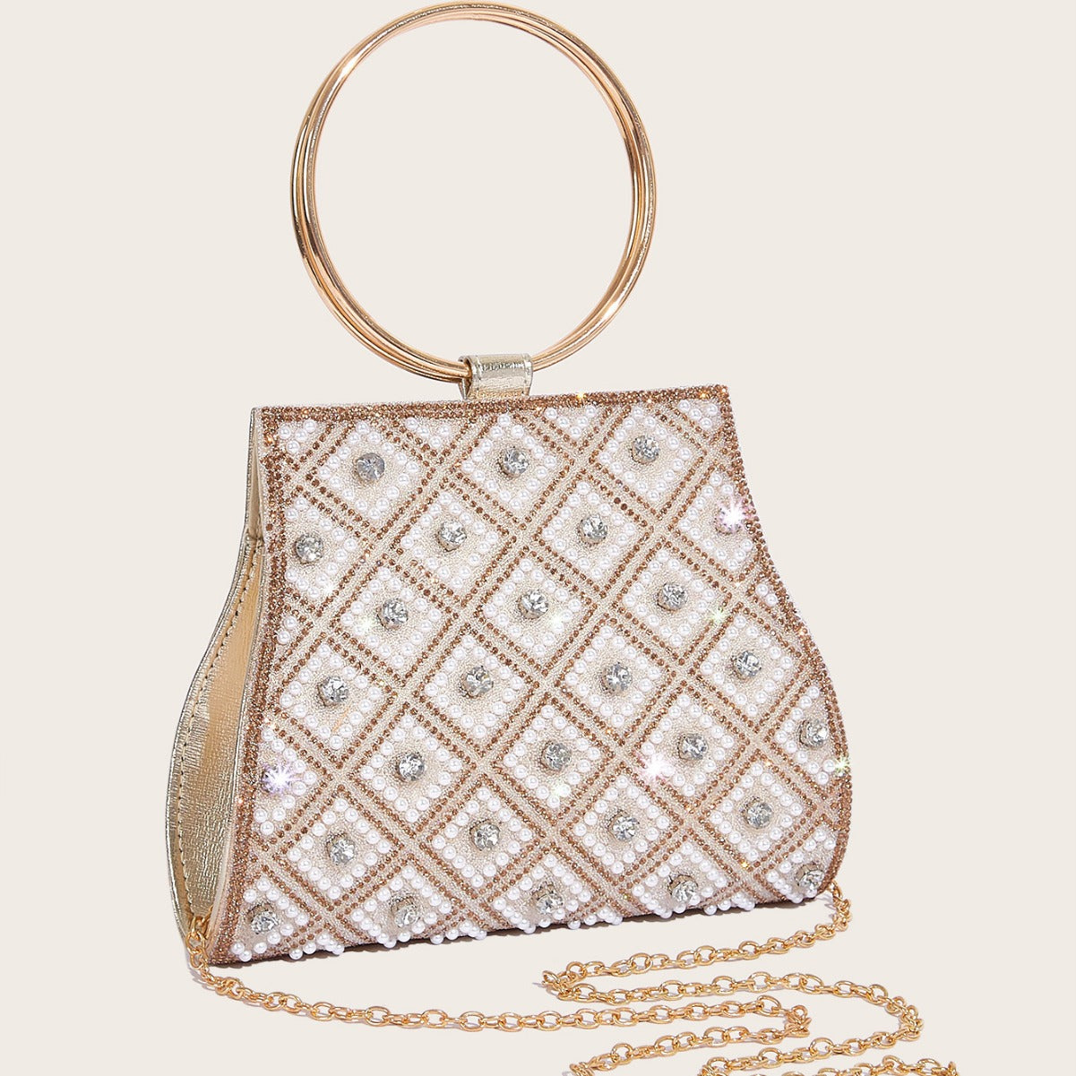 High Grade Pearl Diamond Classic Dinner Bag Bracelet Handbag